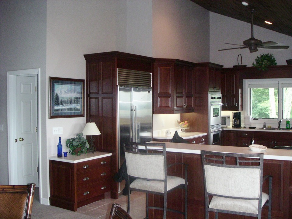 kitchen with subzero refrigerator, double convection oven viking professional series